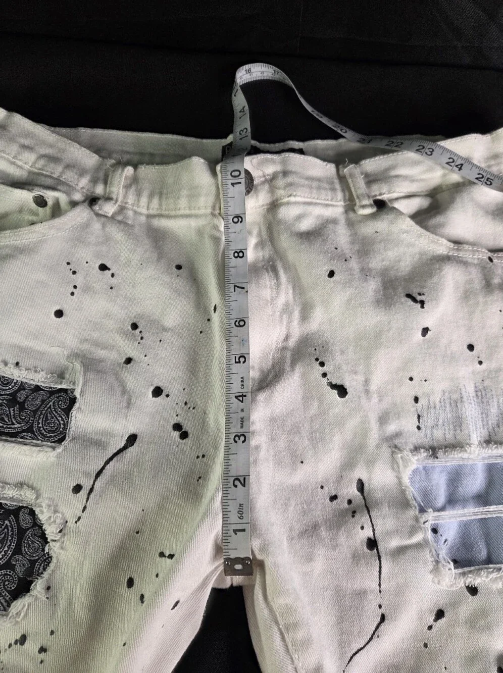 Blue Cult Size 38 White Paint Splatter Shorts